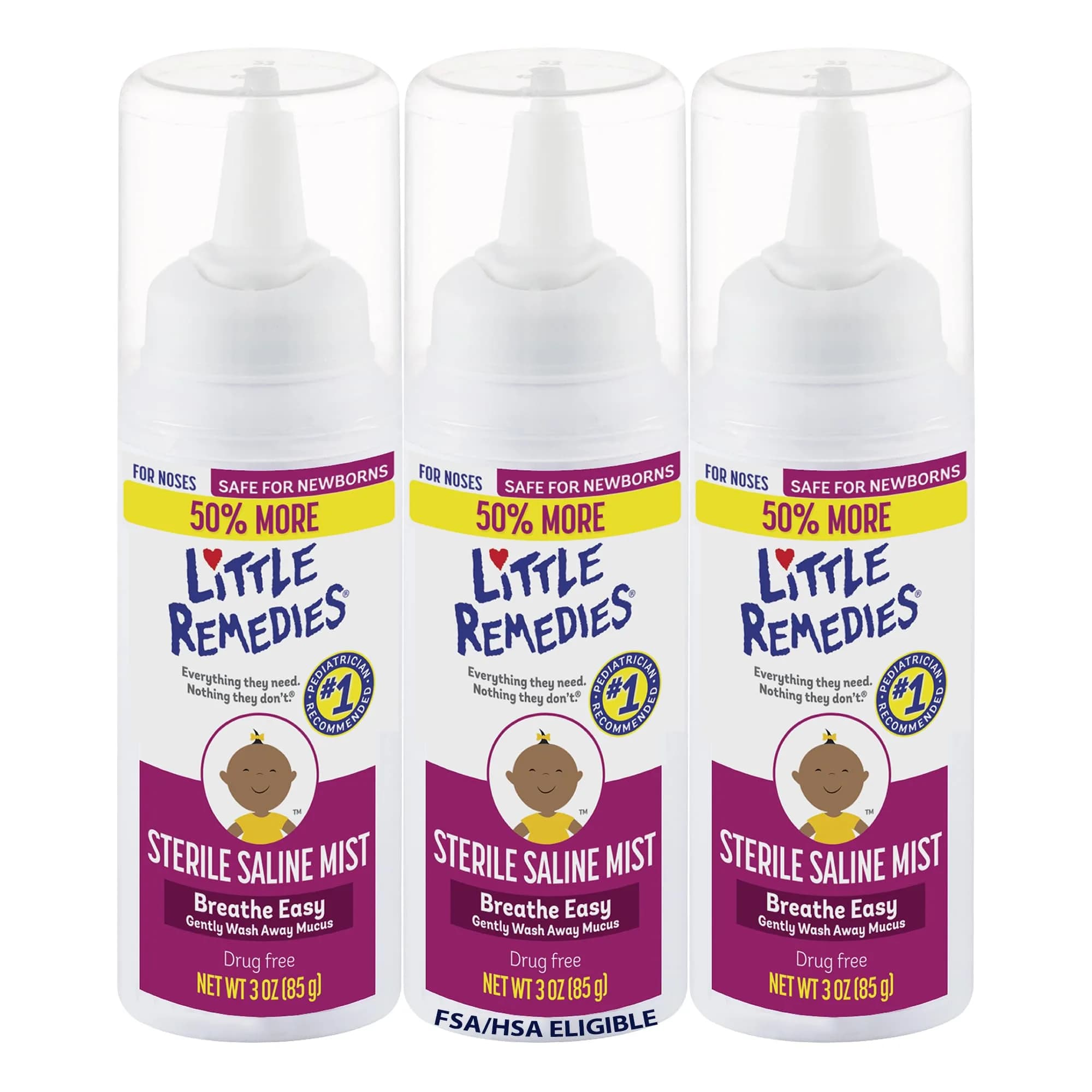 Little Remedies Sterile Baby Saline Nasal Mist 3 Fl Oz (88.7 ml) | Safe for Newborns, Drug-Free Nasal Relief — 3 Fl Oz / Saline Mist