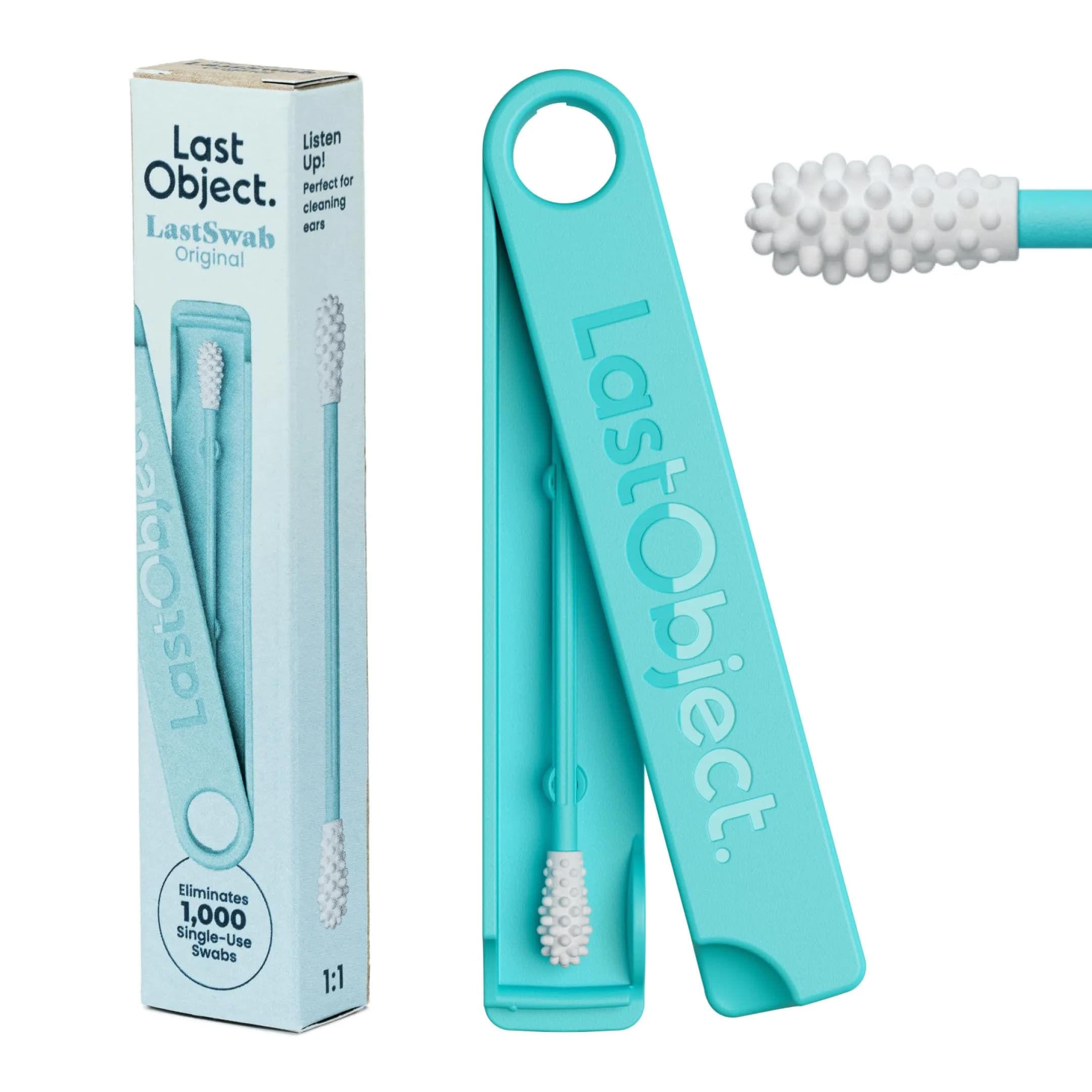 LastSwab Reusable Cotton Swabs Green | Eco-Friendly Zero Waste Alternative for Ear Cleaning & Beauty Touch-ups — Turquoise