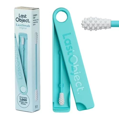 LastSwab Reusable Cotton Swabs & Q-Tips - Washable Silicone Ear Swabs, Eco-Friendly Zero Waste Alternative with Travel Case Holder - Turquoise (1 Count) thumbnail 1