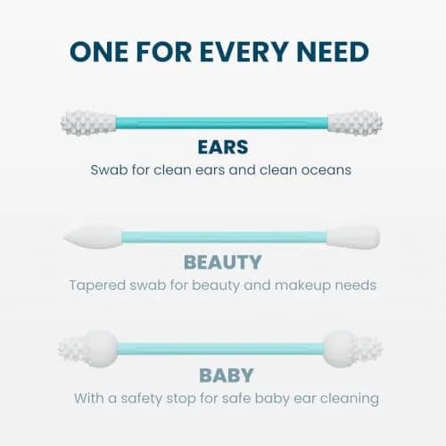 LastSwab Reusable Cotton Swabs & Q-Tips - Washable Silicone Ear Swabs, Eco-Friendly Zero Waste Alternative with Travel Case Holder - Turquoise (1 Count) thumbnail 5
