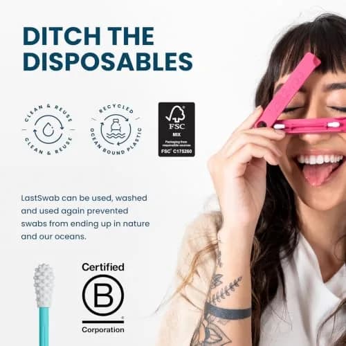 LastSwab Reusable Cotton Swabs & Q-Tips - Washable Silicone Ear Swabs, Eco-Friendly Zero Waste Alternative with Travel Case Holder - Turquoise (1 Count) thumbnail 6