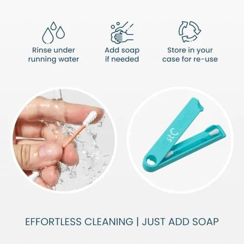 LastSwab Reusable Cotton Swabs & Q-Tips - Washable Silicone Ear Swabs, Eco-Friendly Zero Waste Alternative with Travel Case Holder - Turquoise (1 Count) thumbnail 2