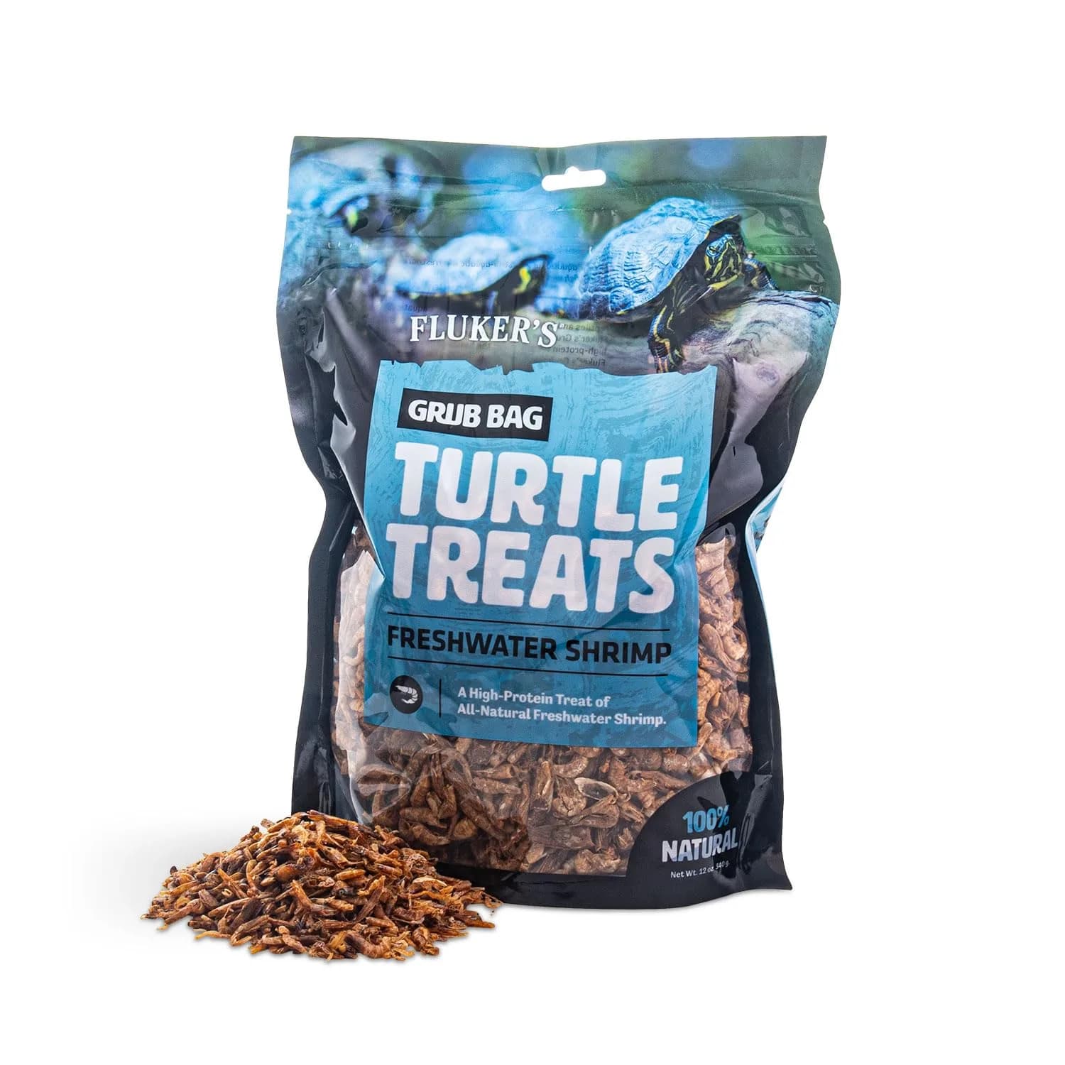 Fluker's Grub Bag Turtle Treats 12 oz | High Protein Freeze Dried River Shrimp for Aquatic Reptiles