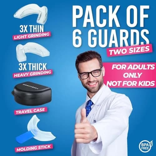 HONEYBULL Custom Moldable Night Guards 6 Pack (3mm & 6mm) | Boil and Bite for Teeth Grinding Protection thumbnail 5