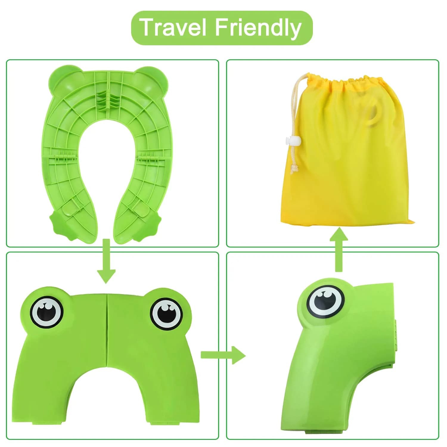 PandaEar Folding Froggy Travel Toilet Seat Cover for Toddlers | 2.51 cm (1 inch) Height - view 2