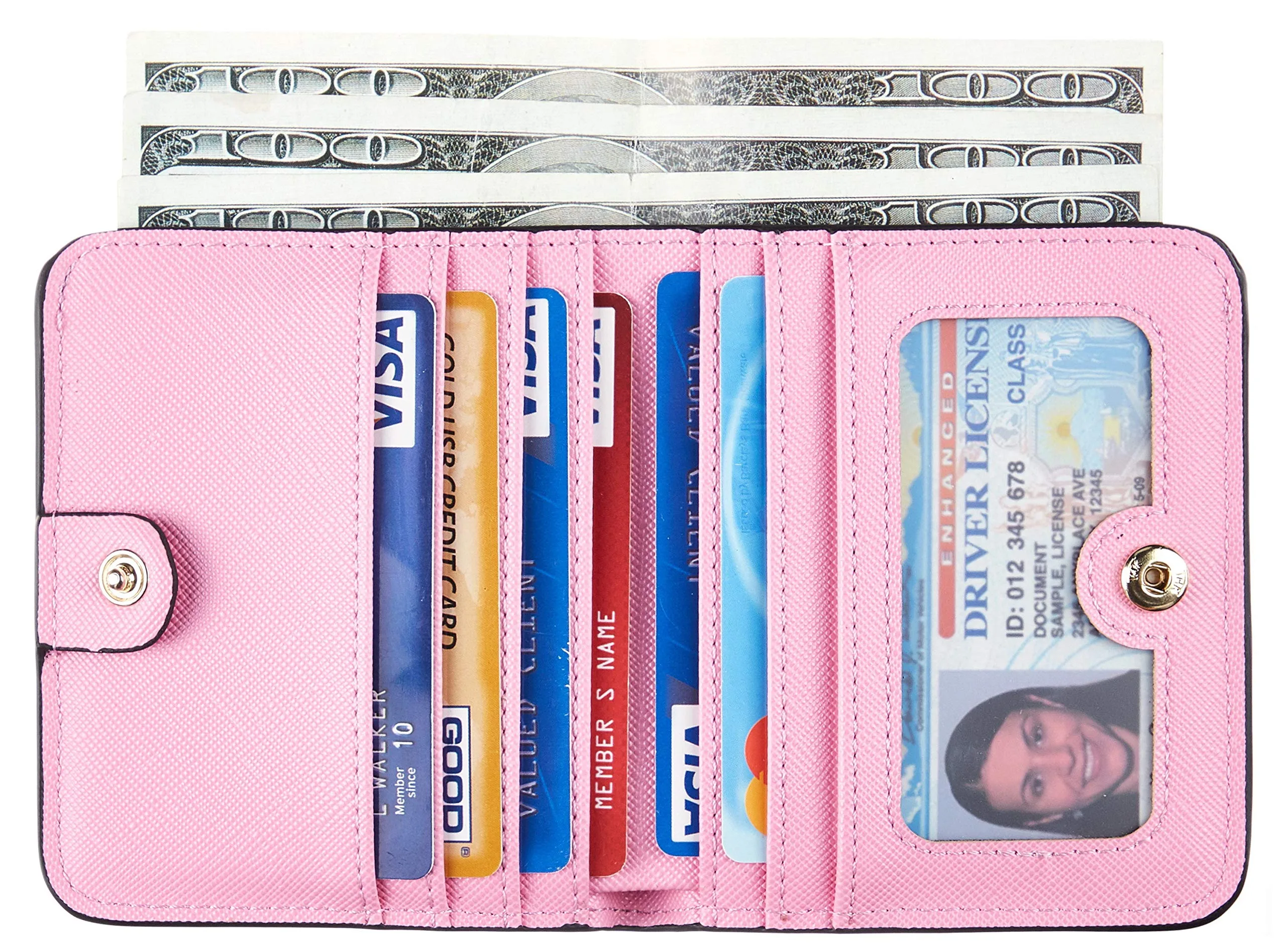 Toughergun CH Pink Slim Leather RFID-Blocking Bifold Mini Wallet for Women - view 2