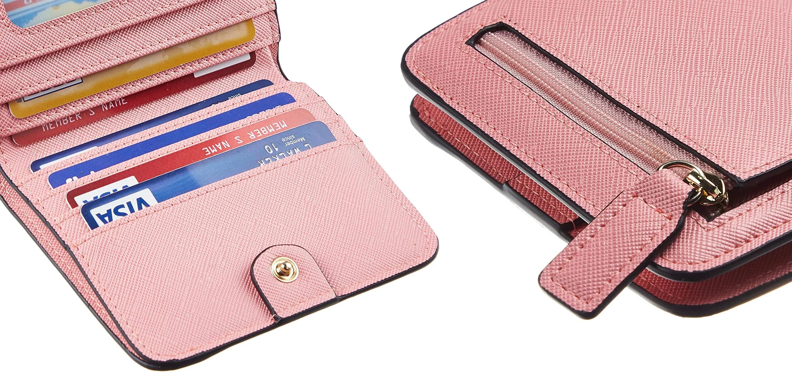 Toughergun Women's Slim Leather Wallet with RFID Protection, Compact Bifold Mini Purse, CH Sakura Pink | 10.67cm x 9.14cm x 2.03cm - view 7