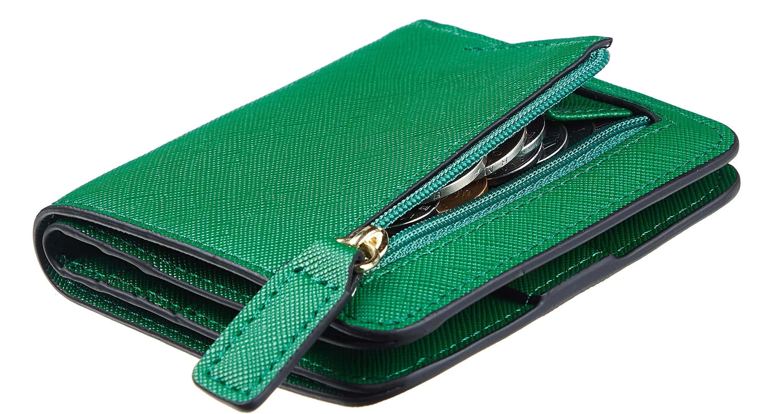 Toughergun CH Green Women's Slim Leather RFID Bifold Mini Wallet Purse - main product image