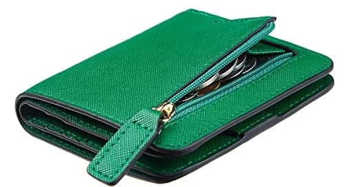 Toughergun CH Green Women's Slim Leather RFID Bifold Mini Wallet Purse thumbnail 1