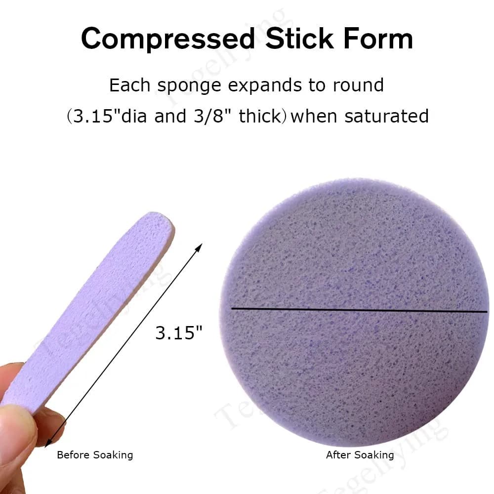 Tegelrying Compressed Facial Sponges, 120 Count Purple | Professional Makeup Removal & Cleansing - view 2