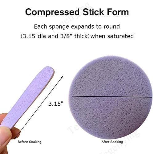 Tegelrying Compressed Facial Sponges, 120 Count Purple | Professional Makeup Removal & Cleansing thumbnail 2