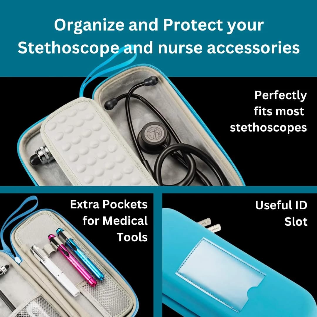 caseling Blue PU Leather Stethoscope Case | Water-Resistant, Shockproof, Dust-Proof for Nurse Accessories - view 3