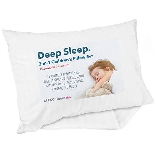 ZPECC Toddler Pillow with Pillowcase 13x18 Organic Cotton Hypoallergenic Kids Pillow for Travel & Nursery thumbnail 1