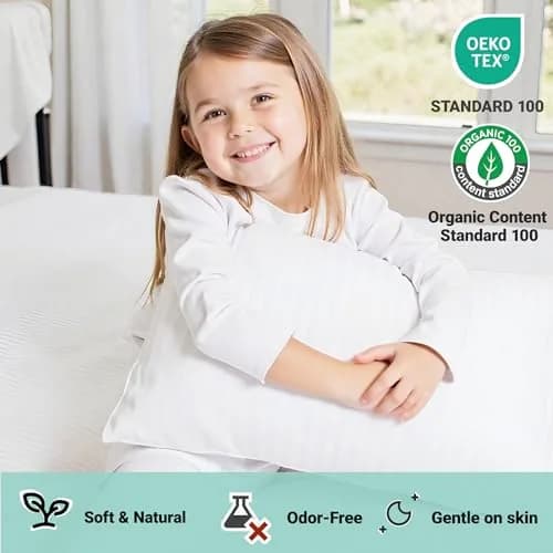 ZPECC Toddler Pillow with Pillowcase 13x18 Organic Cotton Hypoallergenic Kids Pillow for Travel & Nursery thumbnail 3