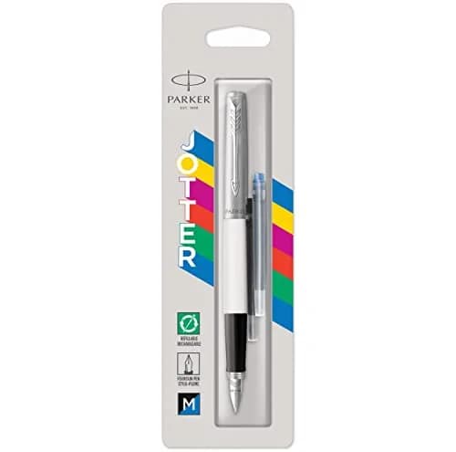 Parker Jotter Originals Fountain Pen Classic White Finish Medium Nib 13cm (0.5in) | Smooth Ink Flow - main product image