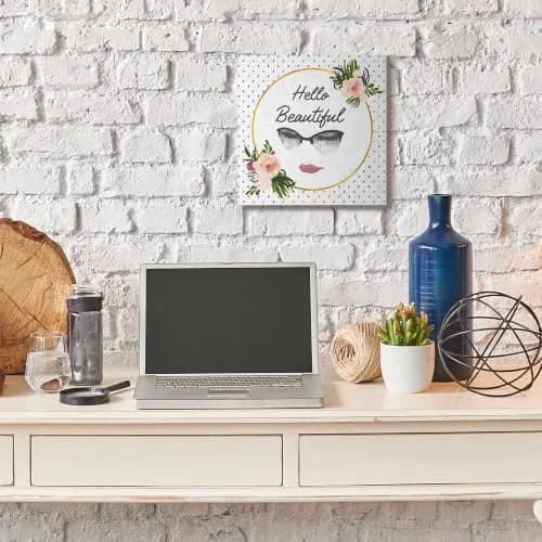 Stupell Industries Hello Beautiful Floral Canvas Wall Art 17 x 17 Inch | Modern Floral Decor for Stylish Spaces thumbnail 2