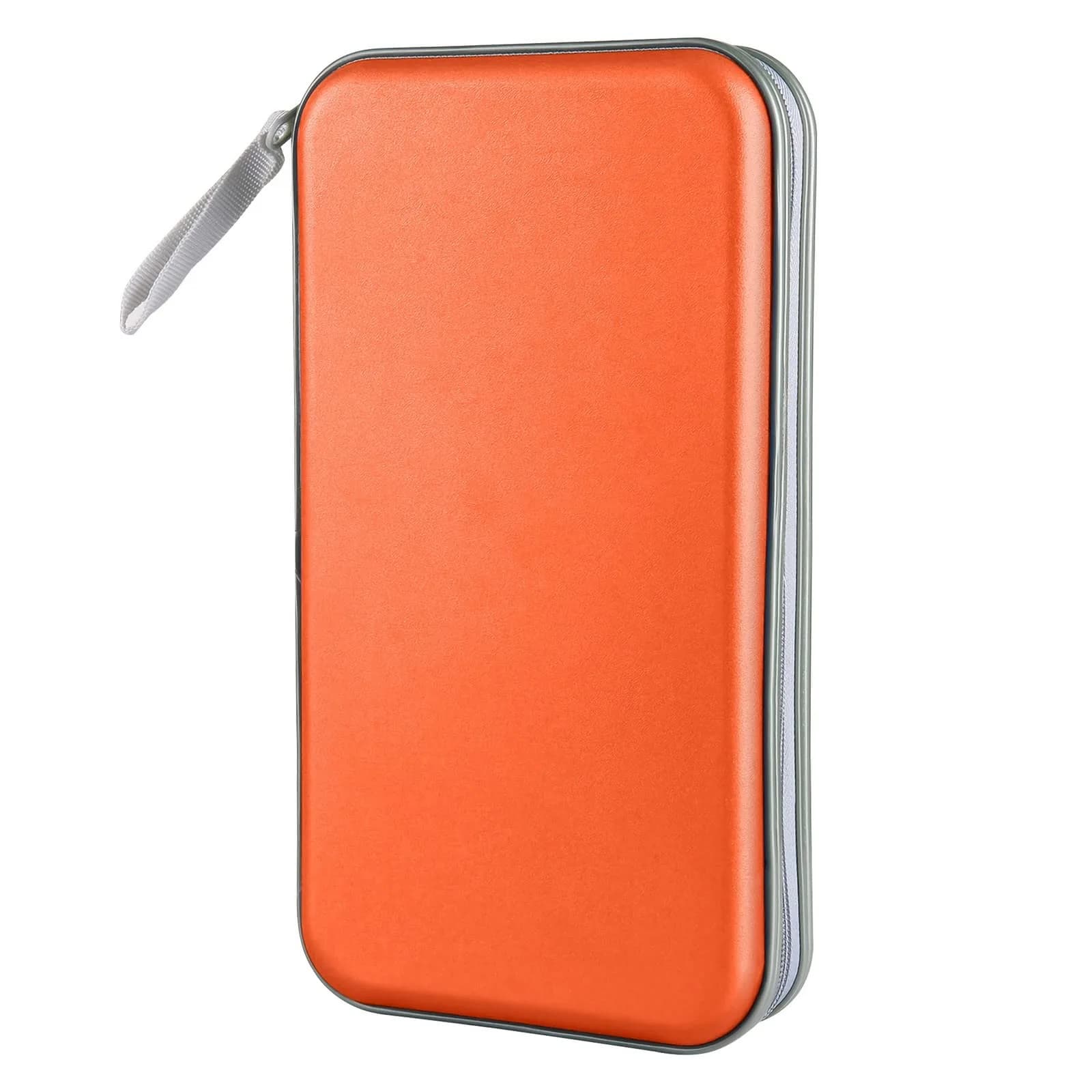 Siveit 80 Capacity CD Case Holder - Orange Hard Plastic DVD Wallet with Zipper - main product image