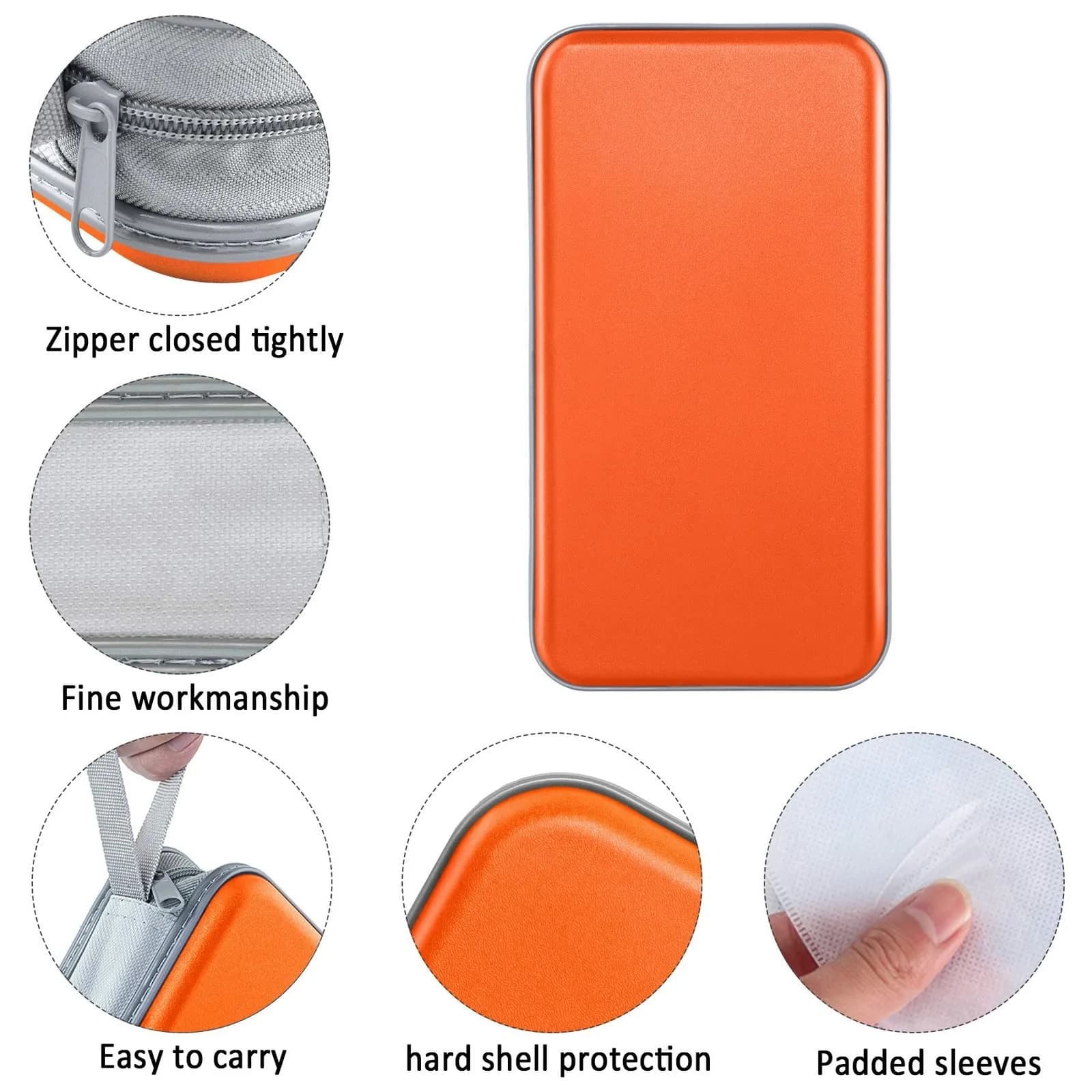 Siveit 80 Capacity CD Case Holder - Orange Hard Plastic DVD Wallet with Zipper - view 2
