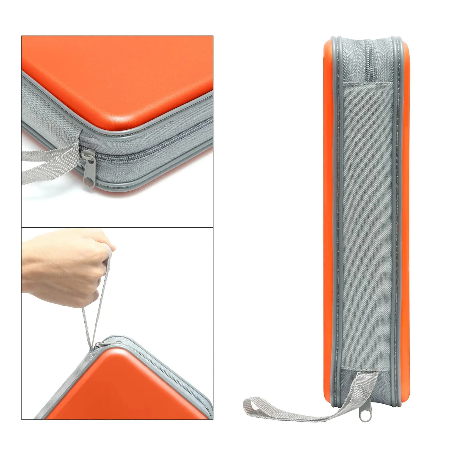Siveit 80 Capacity CD Case Holder - Orange Hard Plastic DVD Wallet with Zipper - view 3