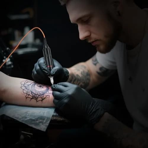 ATOMUS Rotary Tattoo Machine Pen Style Cartridge Machine Gun Liner Shader with DC Cord 9000r/m Motor Zinc Alloy Tattoo Machine Kit for Body Art Tattoo (Black) thumbnail 8