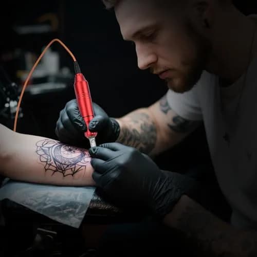 ATOMUS Rotary Tattoo Machine Pen Style Cartridge Machine Gun Liner Shader with DC Cord 9000r/m Motor Zinc Alloy Tattoo Machine Kit for Body Art Tattoo (Red) thumbnail 8