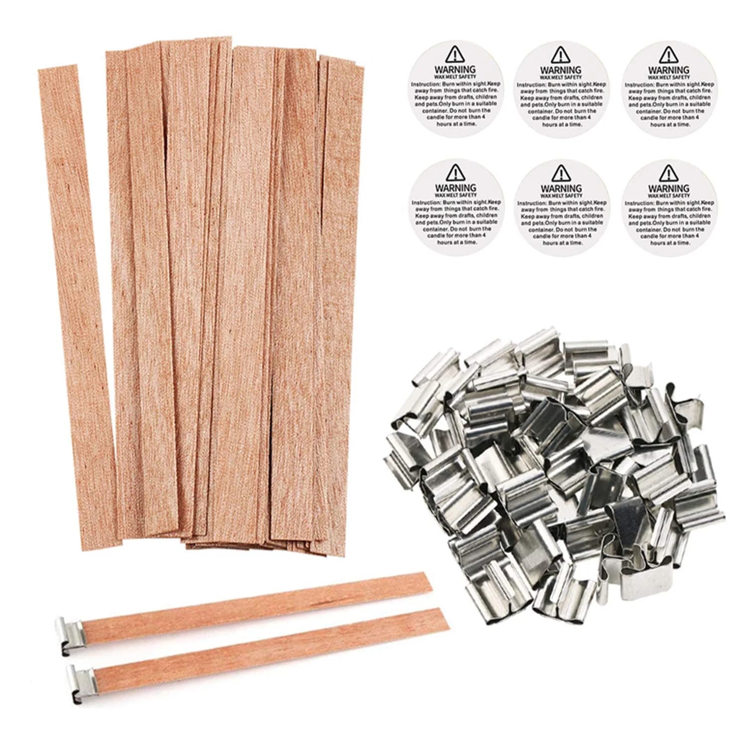 BENBO Wood Candle Wicks 50 Sets | Smokeless Crackling Natural Wicks for DIY Craft — Wood