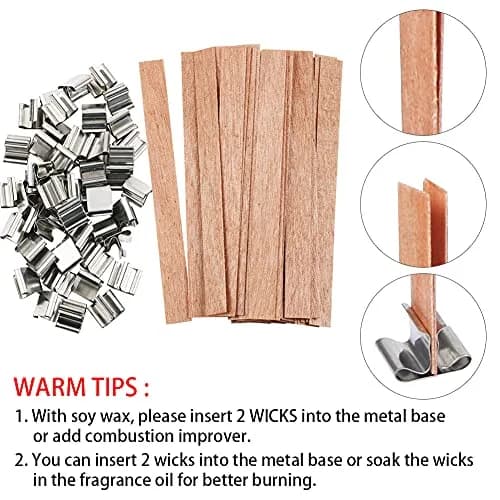 BENBO Wood Candle Wicks 50 Sets | Smokeless Crackling Natural Wicks for DIY Craft thumbnail 4
