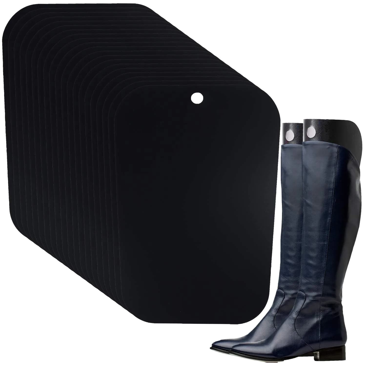 Ruisita Boot Shaper Form Inserts 8 Pairs (16 Sheets) Reusable PVC Black | Maintains Boot Shape & Ventilation