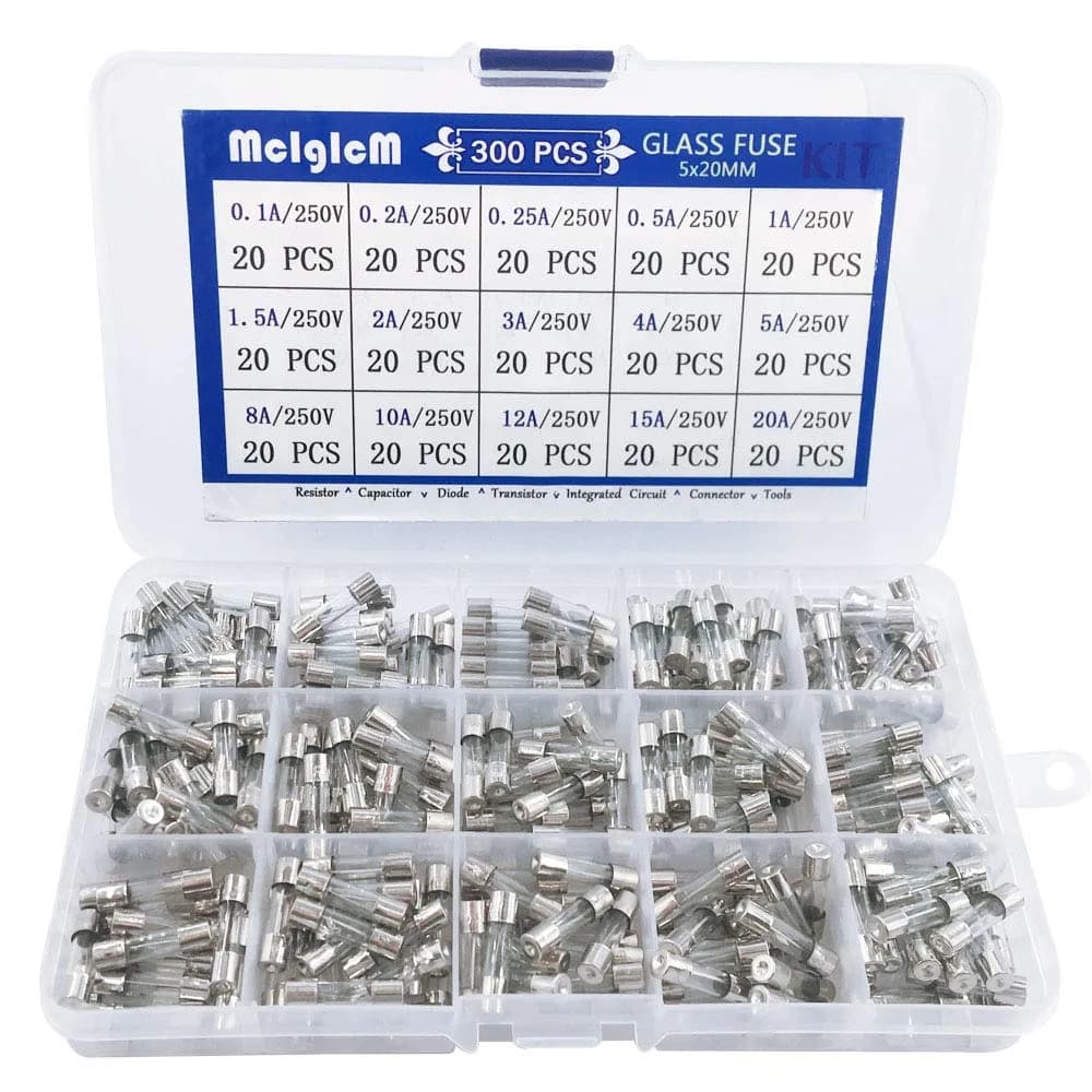 MCIGICM Fast-Blow Glass Fuse Assortment 5 x 20mm | 15 Values, 300 Pcs, 250V, USA Import