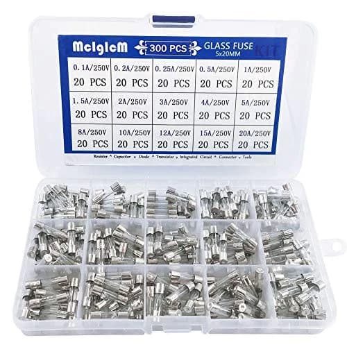 MCIGICM Fast-Blow Glass Fuse Assortment 5 x 20mm | 15 Values, 300 Pcs, 250V, USA Import thumbnail 1