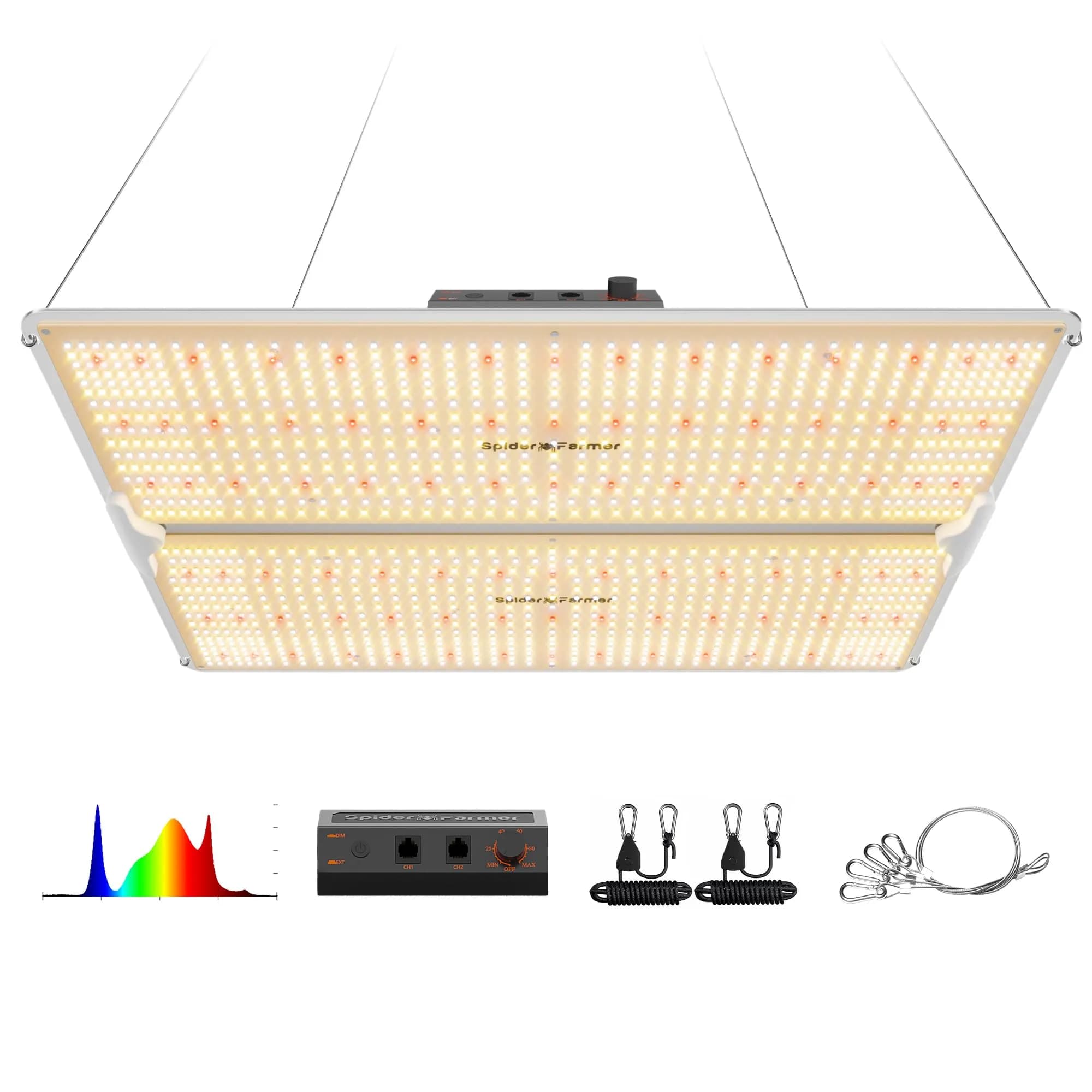 Spider Farmer SF2000 LED Grow Light 200W 2x4 ft Coverage | Full Spectrum Dimmable for Indoor Plants — 4x4