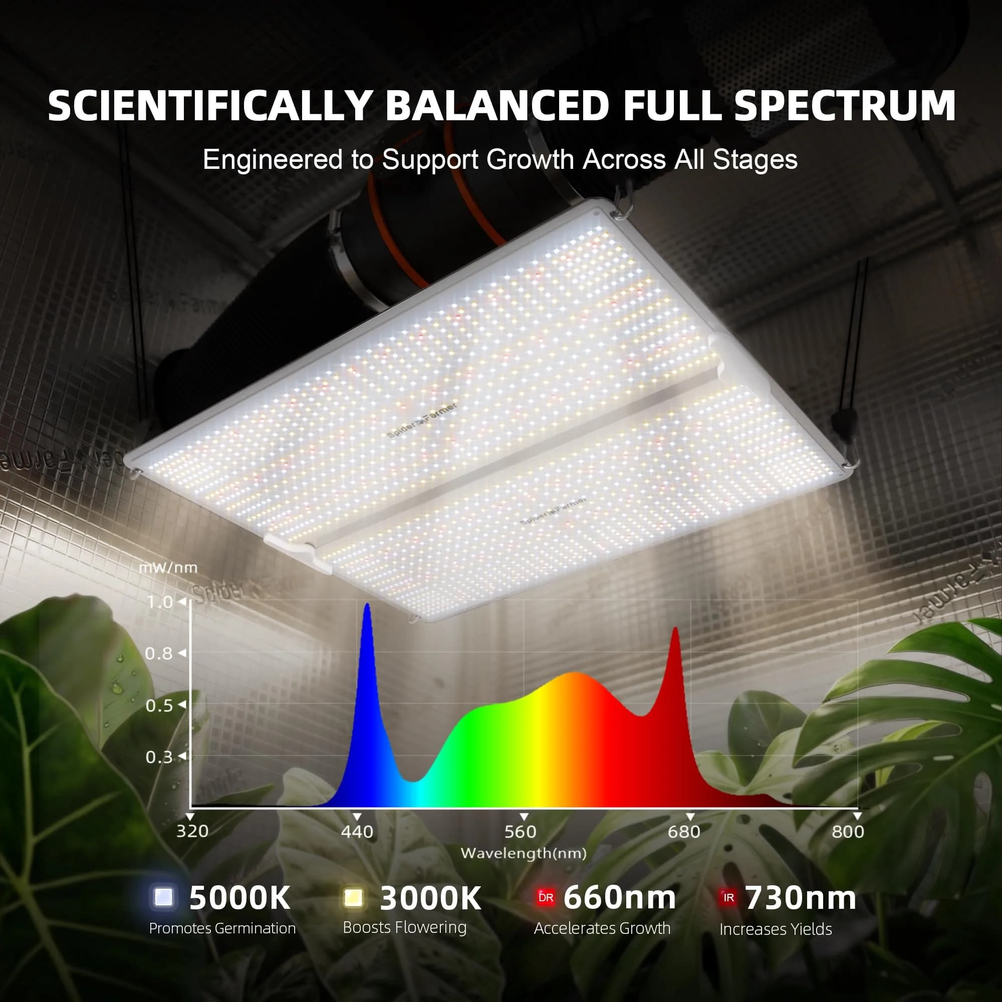 Spider Farmer SF4000 LED Grow Light 450W Full Spectrum | 127cm x 63.5cm (50" x 25") - view 5