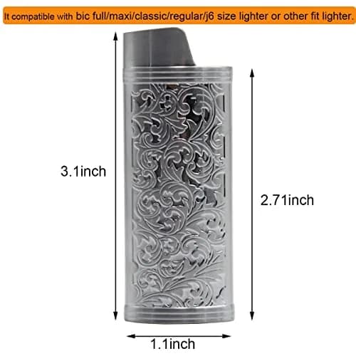 Lucklybestseller Metal Lighter Case Holder Vintage Floral Stamped for BIC Full Size Lighter J6 | Classic Metal Lighter Cover thumbnail 3