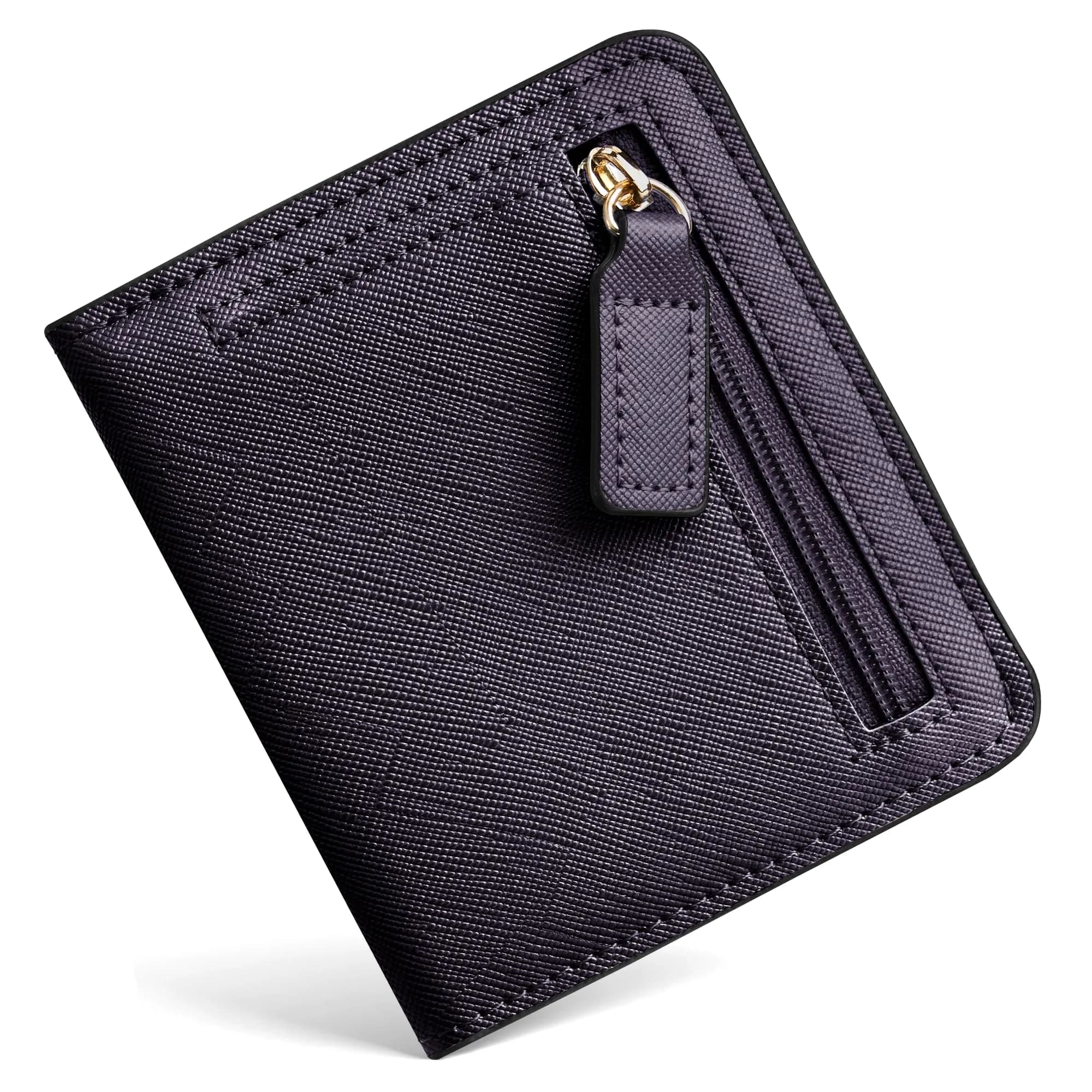 Toughergun Women's Slim Leather Wallet - CH Steel Purple, RFID Blocking, Compact Bifold Mini Purse - main product image