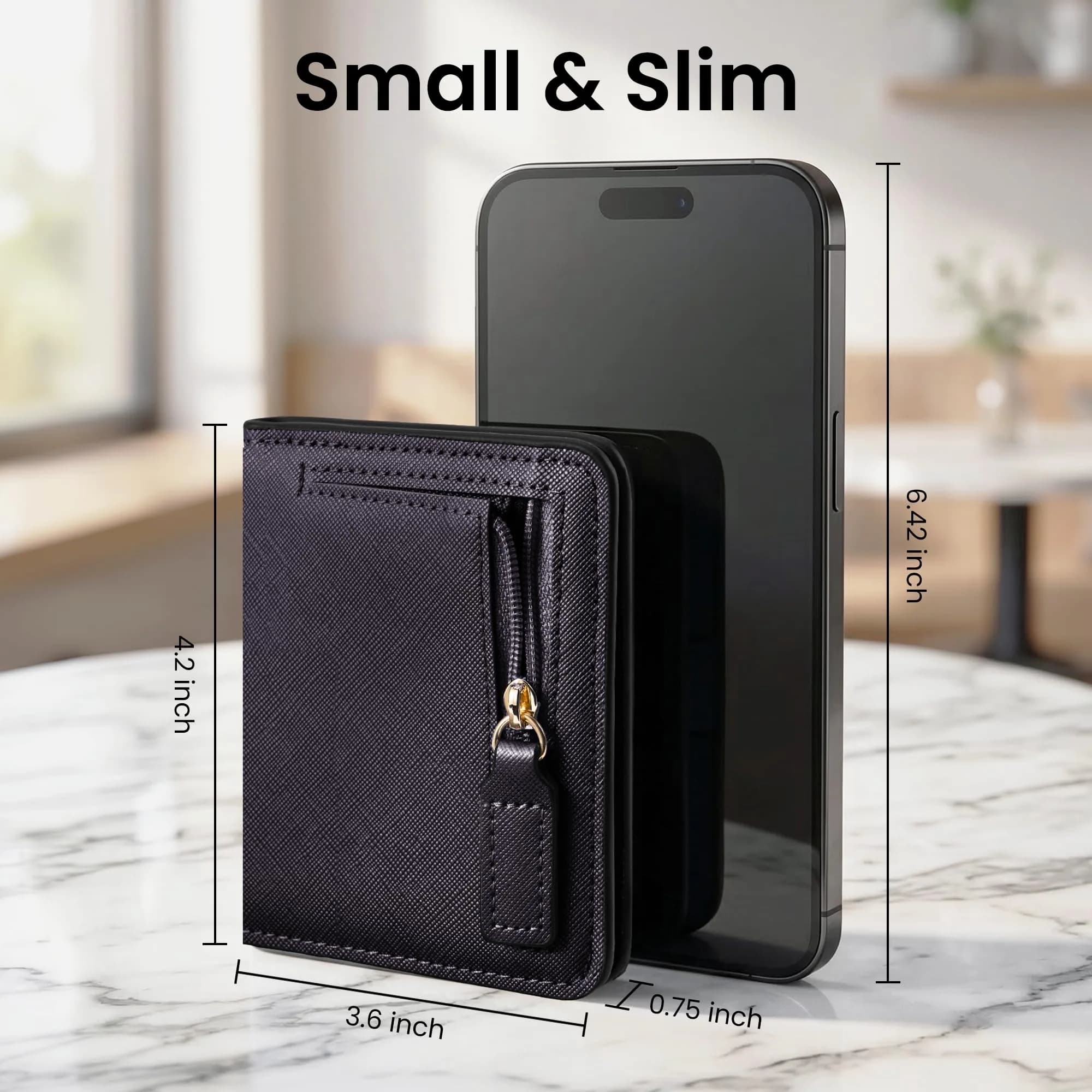 Toughergun Women's Slim Leather Wallet - CH Steel Purple, RFID Blocking, Compact Bifold Mini Purse - view 3