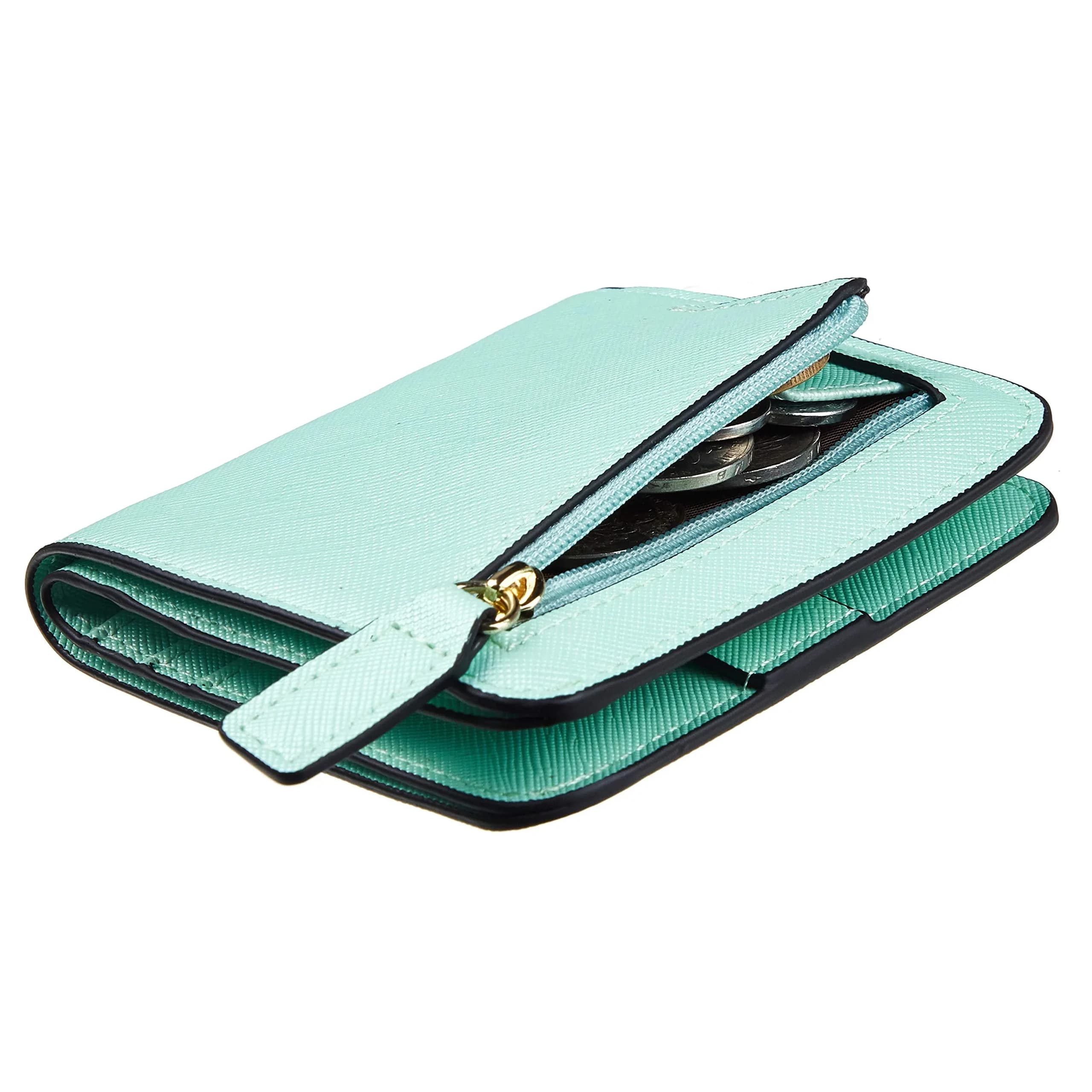 Toughergun CH Greenery Gold Slim Leather Wallet for Women - Compact RFID Blocking Bifold Mini Purse