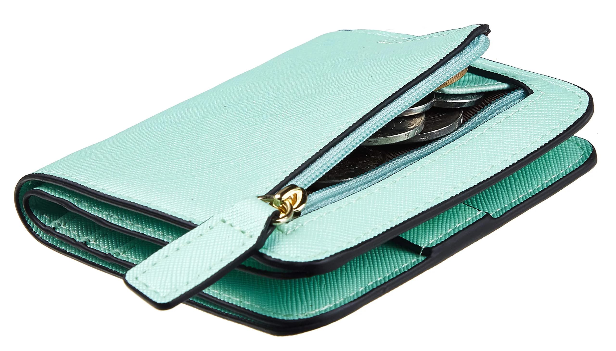 Toughergun CH Greenery Gold Slim Leather Wallet for Women - Compact RFID Blocking Bifold Mini Purse - main product image