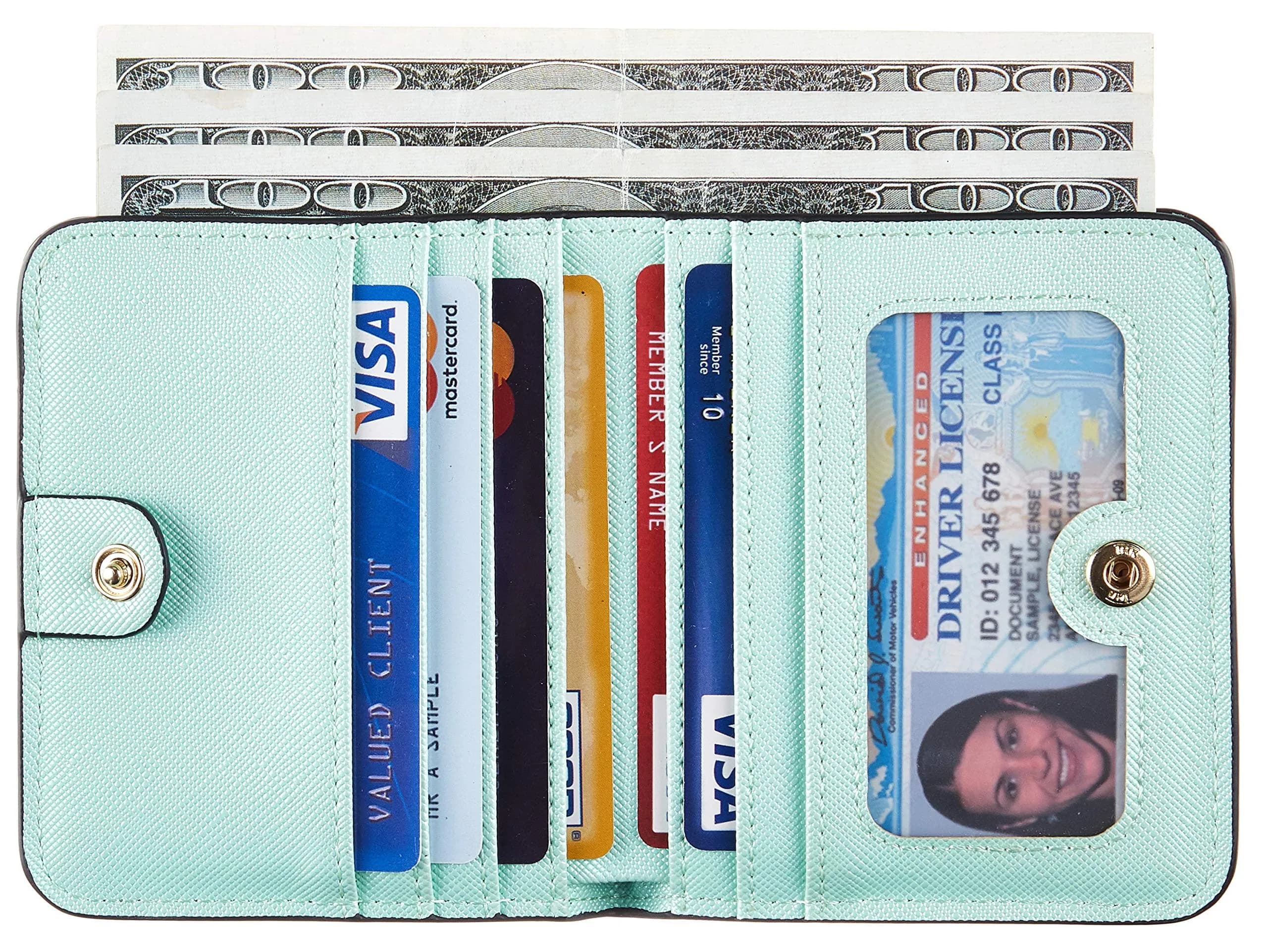 Toughergun CH Greenery Gold Slim Leather Wallet for Women - Compact RFID Blocking Bifold Mini Purse - view 2