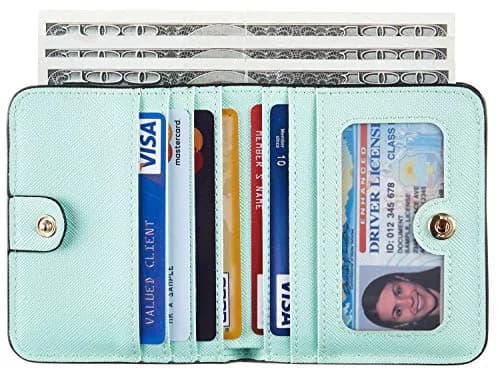 Toughergun CH Greenery Gold Slim Leather Wallet for Women - Compact RFID Blocking Bifold Mini Purse thumbnail 2