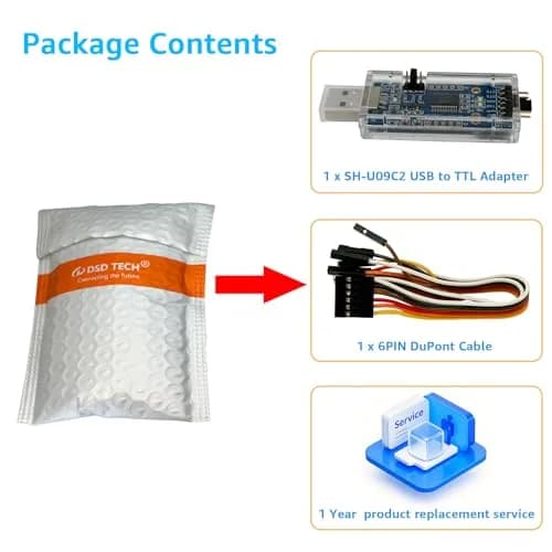 DSD TECH SH-U09C2 USB to TTL Adapter with FTDI FT232RL IC, 1.8V/3.3V/5V Logic Levels | Debugging and Programming thumbnail 7