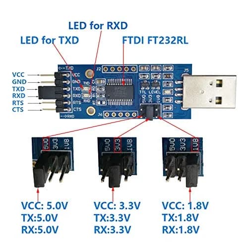 DSD TECH SH-U09C2 USB to TTL Adapter with FTDI FT232RL IC, 1.8V/3.3V/5V Logic Levels | Debugging and Programming thumbnail 2