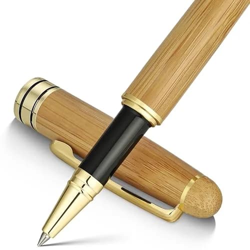 BEILUNER Wooden Rollerball Pen Writing Set Bamboo with Gold Finish | Elegant Vintage Craftsmanship thumbnail 1