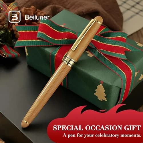 BEILUNER Wooden Rollerball Pen Writing Set Bamboo with Gold Finish | Elegant Vintage Craftsmanship thumbnail 5