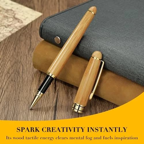 BEILUNER Wooden Rollerball Pen Writing Set Bamboo with Gold Finish | Elegant Vintage Craftsmanship thumbnail 8
