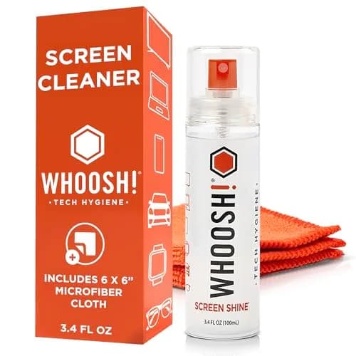 WHOOSH! Screen Shine Go XL Screen Cleaner Spray 100ml (3.4 fl oz) with Microfiber Cloth | Safe for All Coated Screens — 3.4 fl oz