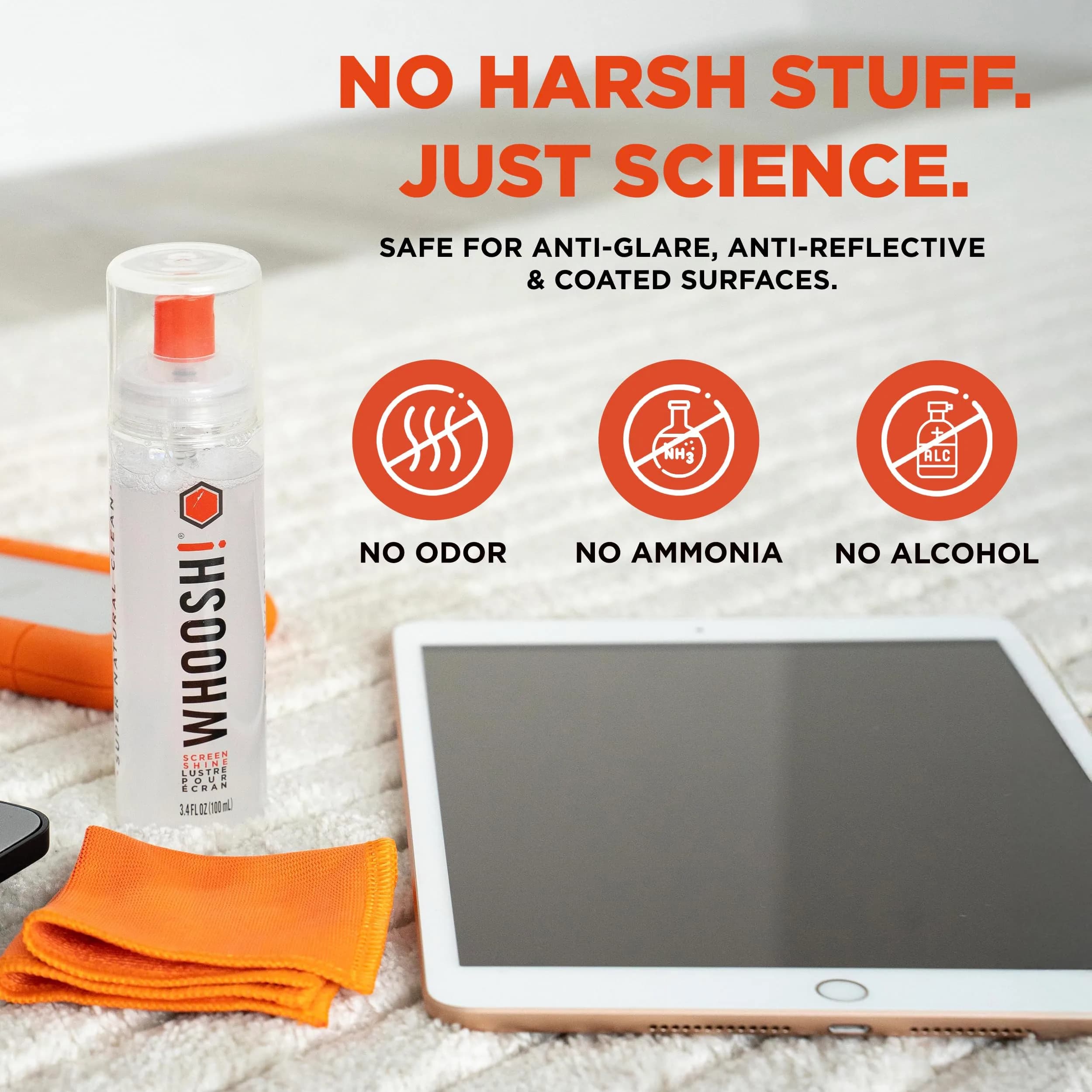WHOOSH! Screen Shine Go XL Screen Cleaner Spray 100ml (3.4 fl oz) with Microfiber Cloth | Safe for All Coated Screens - view 6