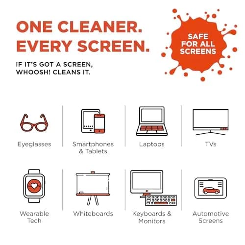 WHOOSH! Screen Shine Go XL Screen Cleaner Spray 100ml (3.4 fl oz) with Microfiber Cloth | Safe for All Coated Screens thumbnail 3