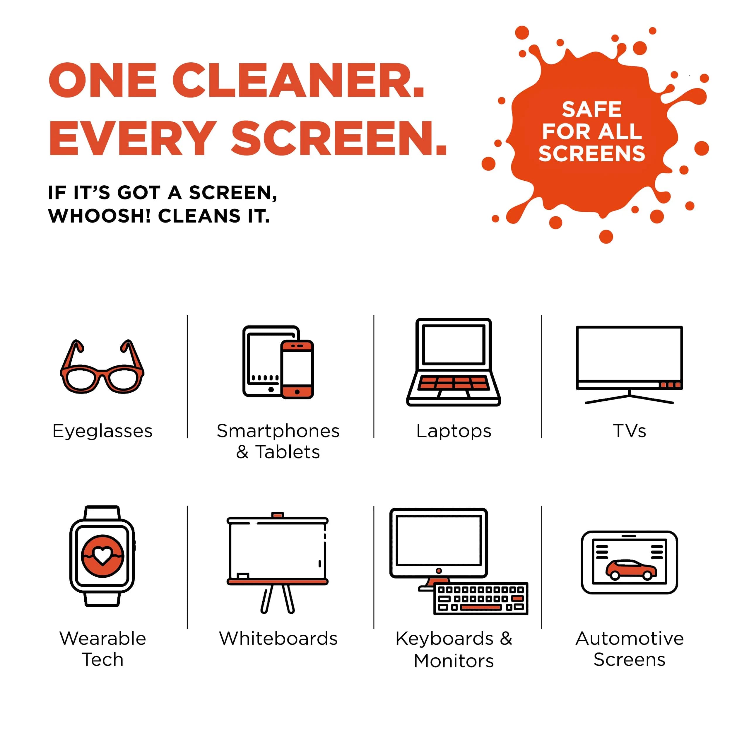 WHOOSH! Screen Shine Go XL Screen Cleaner Spray 100ml (3.4 fl oz) with Microfiber Cloth | Safe for All Coated Screens - view 3