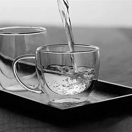 BNUNWISH Double Wall Glass Expresso Coffee Mugs Set Of 4 (7 OZ / 200 ML) Insulated Clear Cappuccino Cups thumbnail 2