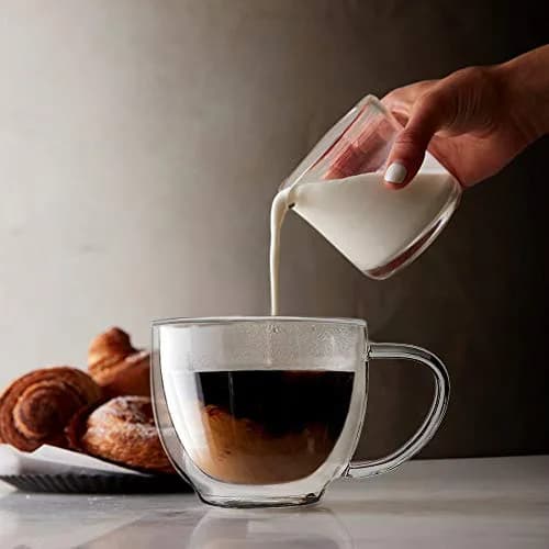 BNUNWISH Double Wall Glass Expresso Coffee Mugs Set Of 4 (7 OZ / 200 ML) Insulated Clear Cappuccino Cups thumbnail 3